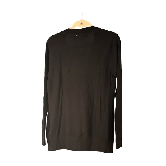 Lady Hathaway Black Cardigan Long Line Silver Buttons Long Sleeve Size Large NEW - Picture 3 of 9